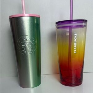 Starbucks Metallic Green and Gradient Tumblers